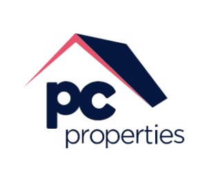 PC Properties logo with a dark blue roof graphic over the letters 'pc' and the word 'properties' beneath.